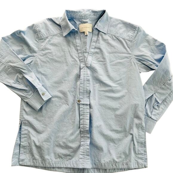 BROCHU WALKER The Lea Popover Shirt Size Medium Oxford Blue Relaxed Fit - Picture 3 of 10